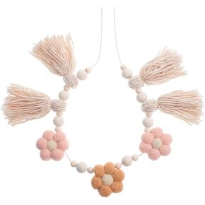 Imikeya Farmhouse Beads: Boho Tassel Garland with Wooden Beads Daisy Garland Garland Pastery Pastel Garland Wall Decor
