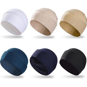 6 Pcs Women Modal Turban Muslim Inner Hijab Caps,Solid Color Under Caps Adjustable Muslim Scarf Stretchy Head Scarf ﻿