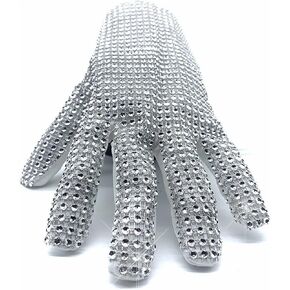 Retro Michael's Cotton Gloves with Shiny Sequin, Silver Perfect for Halloween Christmas Party Adults Handmade Collectible (Right hand, for male)