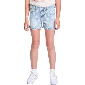 YMI Jeans Girls Small Floral Print Fray Hem Shorts, Light Blue, 12