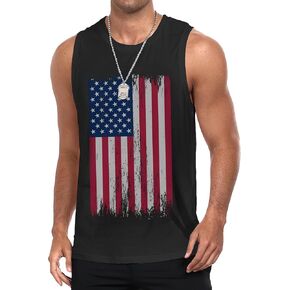 Mens Graphic Tank Tops Sleeveless Workout Gym Shirts Beach Hawaiian Coconut Tree Patriotic Style T-Shirt