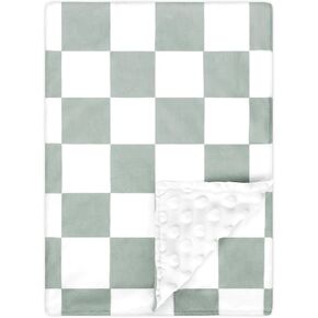 DILIMI Baby Blanket, Soft Warm Baby Blanket for Girl and Boy, Toddler Baby Newborn Plush Dot Blanket for Nursery Stroller Infant Crib Blanket Unisex (40×30 in), Green Checkerboard