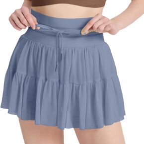 Women's Mini Pleated Skirt High Waisted Ruffle Tennis Skirts Sports Skater Running Skorts with Shorts Pockets in Kuwait