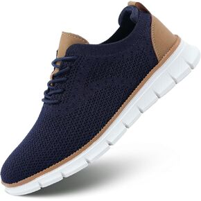 Kundork Men's Casual Dress Shoes Comfort Walking Shoes Mesh Knit Lightweight Breathable Sneakers