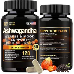 Organic Ashwagandha Capsules Supplement - 7000mg Herb Powder Equivalent per ，Immune Support, Hormone Balance - Enhanced Nutrient Absorption - 120 Capsules (60 Servings)