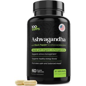 Ashwagandha مع الفلفل الأسود - 1200 ملغ | 60 كبسولات الخضروات ، إمدادات مدتها 30 يومًا | مصنوعة من أشواغاندا العضوية ، خالية من الغلوتين ، المصنعة في الولايات المتحدة الأمريكية