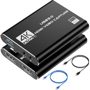 بطاقة التقاط، بطاقة التقاط فيديو 4K 1080P 60FPS، بطاقة التقاط HDMI USB3.0 نينتندو سويتش، بطاقة التقاط الألعاب للبث المباشر، مؤتمر الفيديو، التسجيل، تعمل مع PS4/PS5/PC/OBS/DSLR