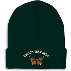 Custom Beanies for Men Monarch Butterfly Embroidery Insects Winter Hats for Women Acrylic Skull Cap 1 Size