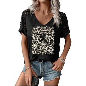 تي شيرت فرقة موسيقى الروك للنساء V-Neck Country Music Shirt Shirt Retro Nashville Guitar Graphic Tops tee Tops