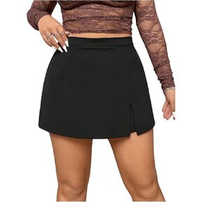 Makemechic Women's Plus Size High Chistered Skirt splish skorts skorts