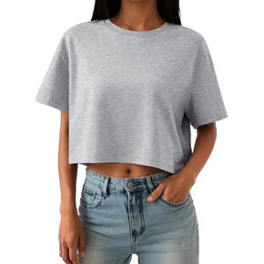 Trendy Queen Womens Crop Tops Oversized Workout Tshirts Short Sleeve Tees Summer Spring 2025 Casual Trendy Fashion Clothes