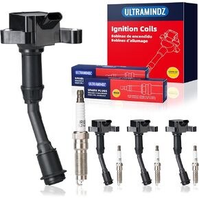 Ignition Coil Pack & Spark Plugs for Ford Fusion 2014 2015 2016 2017 2018 2019 2020 1.5 GTDI Turbo Escape 2017 2018 2019 1.5L Turbo EcoBoost GTDI Models L4 UF735 DG552 DG-554 DS7Z12029B, Set of 4