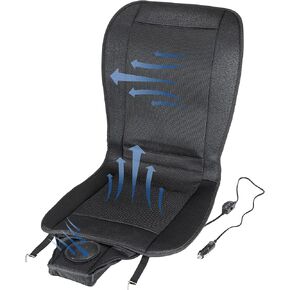 CARTMAN Adjustable 12V Black Automotive Cooling Car Seat Cushion - Enhanced Comfort with Fan Speed Control