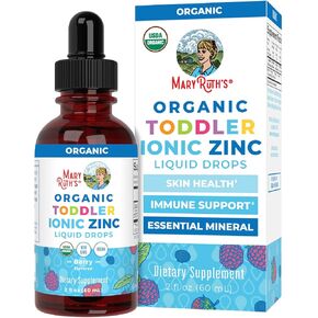MaryRuth Organics USDA Toddler Liquid Drops | Zinc Sulfate | Immune Support Supplement| Skin Health | Vegan | Formulated for Ages 1-3 | Delicious Berry Flavor | 1 Month Supply | 2 Fl Oz