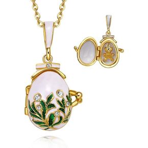 Easter Vintage Enamel Surprise Locket Charm Pendant Necklace Gift for Women, Multi Styles