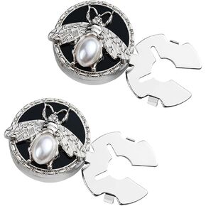 Cute Pearl Bee Button Covers Set Round Cufflinks Apparel Decorative Snap-On Jewelry Clips for Shirts Tuxedos & Dresses