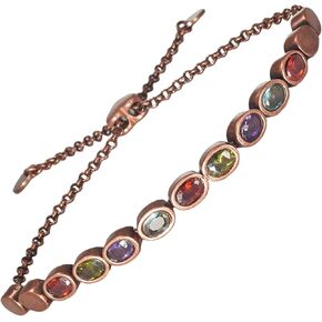 Copper Bracelets for Women, 99% Pure Copper Retro Adjustable Bracelets with 3500 Gauss Magnets and Colored Crystal Bracelet