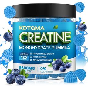 Creatine Monohydrate Gummies for Men & Women 120 CT - 5600mg of Creatine Monohydrate per Serving, Chewable Creatine Monohydrate for Muscle Support & Energy Boost, Sugar Free, Vegan (Blueberry Flavor)