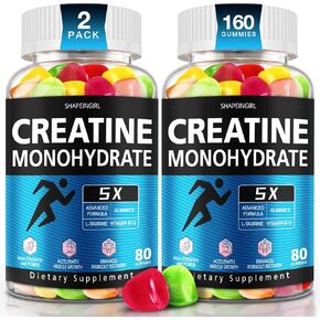 Creatine Gummies for Women and Men - Creatine Monohydrate Gummies , Gummies Supplements with Vitamin B12 for Muscle Gain, Strength, Energy Boost, Sugar Free, Vegan, Flavored Chewable 160 Count