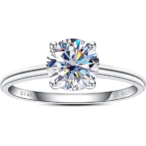 IGI 1ct D Color VVS Lab Grown Diamond Engagement Ring, 14K Solid White Gold