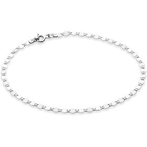 Miabella Italian 925 Sterling Silver or 18K Gold Plated Silver Sparkle Mirror Link Chain Bracelet for Women, Made in Italy