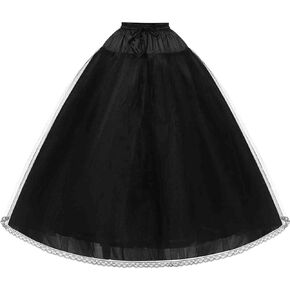 Women's White Floor Length A-line Hoopless Petticoat Crinoline 4 Layers Underskirt Slips for Wedding Dress