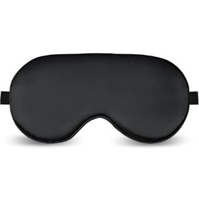 Sleep Mask Eye Mask Silk Sleeping Blindfold for Snoring Night Daytime Rest, Adjustable Shade Cover Block Out Light Blackout Elastic Soft Smooth Comfort Washable for Travel Yoga Nap (Black)