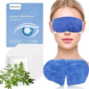 Mugwort Steam Eye Mask, Healeasepads Heated Eye Masks for Dry Eyes, Disposable Artemisia Vulgaris Sleeping Eye Mask for Dark Circles, Puffiness and Treatment, FSA or HSA Eligible