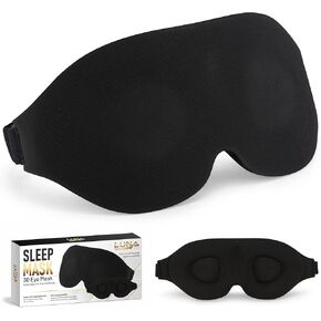 3D Sleep Mask with Travel Storage Bag – Blackout Eye Mask for Sleeping, Side Sleepers & Travel – Soft Memory Foam, Adjustable Strap, Lightweight & Comfortable Fit
