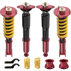 Coilovers Lowering Struts Compatible for 2006-2010 Dodge Charger SRT-8 Front & Rear Shocks Adjustable Height Suspension Coil Spring Strut (RWD Only)(Set of 4)(Yellow)