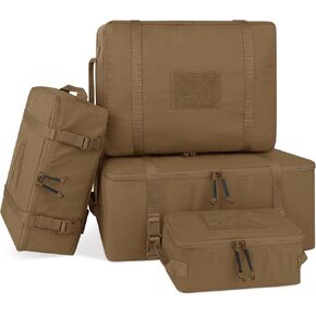 PETAC GEAR 4 PCS Tactical Modular Packing Cubes with Waterproof Material, Large Capacity Storage Bag, Easy Clean Outdoor Travel Organize Storage Pouches Bags (CB)