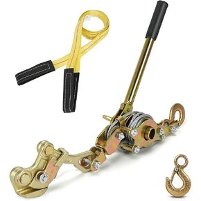 Zipline Tensioning Kit, Cable Winch Puller with Cable Grip Steel Wire Puller & 2 Hooks, Portable Steel Cable Puller for 3/16" to 1/2" Cable, Zipline Cable Tensioner Kit
