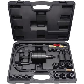 21PCS Universal Pneumatic Diesel Fuel Injector Puller Tool Kit, Hydraulic Injector Extractor Set with 19 Adapters, Extractor Hammer, Extension Hose for Disassemble Injector Diesel Engines