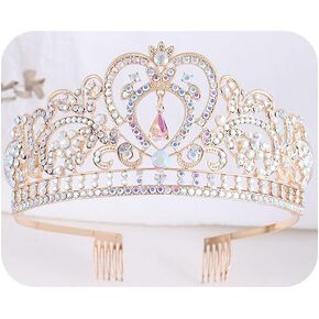Dainty Queen Crown for Women, Crystal Tiaras Princess Crown with Comb for Women, Bride Royal Quinceanera Headband Wedding Prom Pageant Party Halloween Cosplay