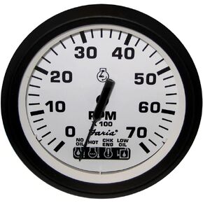 Faria Beede Instruments Faria 32950 Euro Tachometer 7 Gauge with System Check Indicator - White, 4"