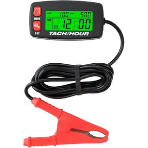 Runleader Digital Tach/Hour Meter with Alligator Clip, Maintenance Reminder for Garden Tractor Generator Motorcycle Outboard Motor Chainsaw etc.