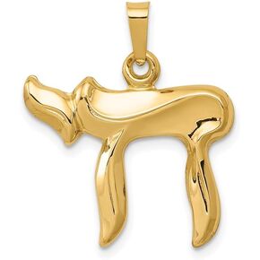 Diamond2Deal 14k Yellow Gold Chai Pendant (L- 24 mm W- 20 mm)