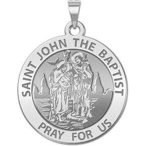 PicturesOnGold.com Saint John The Baptist Religious Medal - 3/4 Inch Size of a Nickel - Sterling Silver