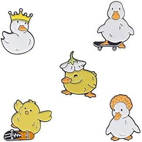 Rofarso Cole Duck Moticel Lapel Pin Set Cartoon Animal Pin ، الملحقات لحقائب الظهر القبعات القبعات القبعات (مجموعة دبوس 5piccs)