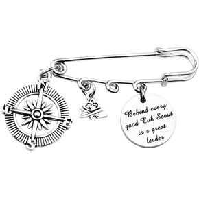 Cub Scout Leader Charm Safety Pin Brooch Boy Girl Scout Gifts Behind Every Good Cub Scout is A Great Leader