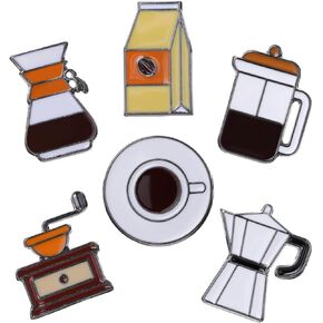 6PCS Coffee Equipments Enamel Pins Bulk, Cartoon Cute Cool Machine Mug Lapel Backpack Hat Pin Set, Decorative Crooches Button for Jeans, Jackets, Bags, Dress, Shoes