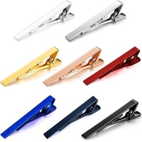 8 Pcs Tie Clips for Men, 2.3" Metal Tie Bars with Luxury Present Box - Classic Business Tie Pins in 8 Colors - Professional Tie Clasps for Wedding, Business, Formal Events