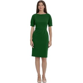 Maggy London Women's Sophisticated Crew Neck Sheath with Overlap Notch Hem Detail Career Workwear Desk to Dinner