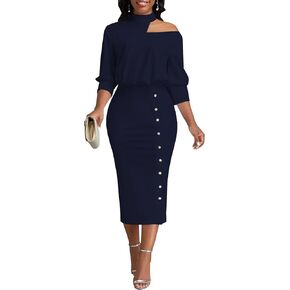 Hugenice Women's Sexy One Counter 3/4 Sleeve Sleeve Business Business Pency Grase