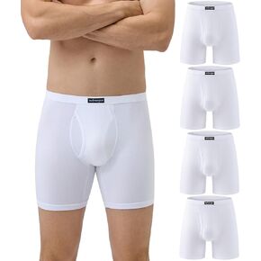wirarpa Men's Underwear Boxer Briefs Micro Modal Covered Band Underpants with Fly 4 Pack