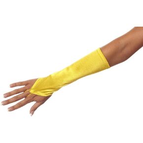 Cinderella Satin Fingerless Elbow Length Gloves, Yellow