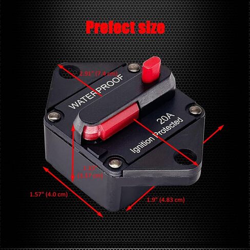 Ampper 50A Circuit Breaker, Panel Mount DC 12V-48V Waterproof Thermal Circuit Breaker Fuse with Manual Reset/On-Off for Boat Trolling Motor Auto Audio Solar and More in Kuwait