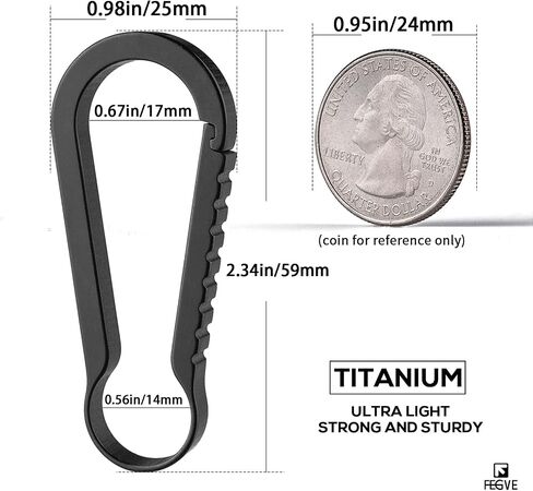 FEGVE Titanium Quick Release Key Chain Clip with 4 Key Ring, Heavy Duty Small Carabiner Keychain Clip for Men and Women in Kuwait