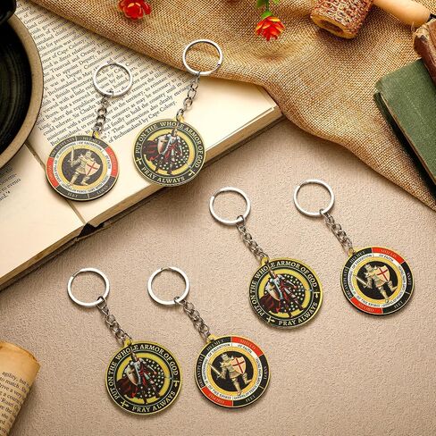 Sureio Christian Keychains for Men Bulk Fathers Day Gifts for Church Put on the Whole Armor of God Acrylic Keychain Dog Tag in Kuwait