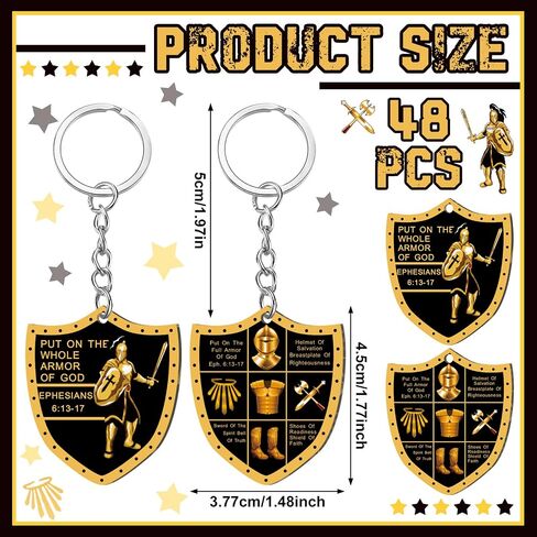 Sureio Christian Keychains for Men Bulk Fathers Day Gifts for Church Put on the Whole Armor of God Acrylic Keychain Dog Tag in Kuwait